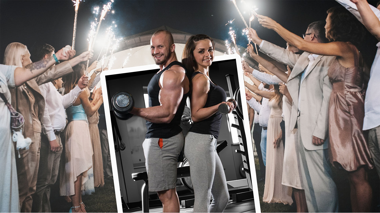 Fit couple – bride and groom completing wedding fitness training programme