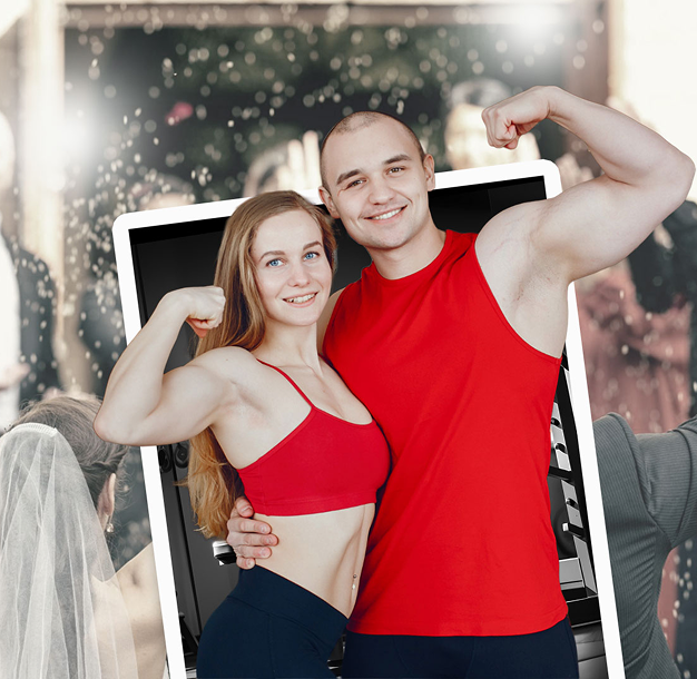 Couple working out – Healthy and fit bride and groom